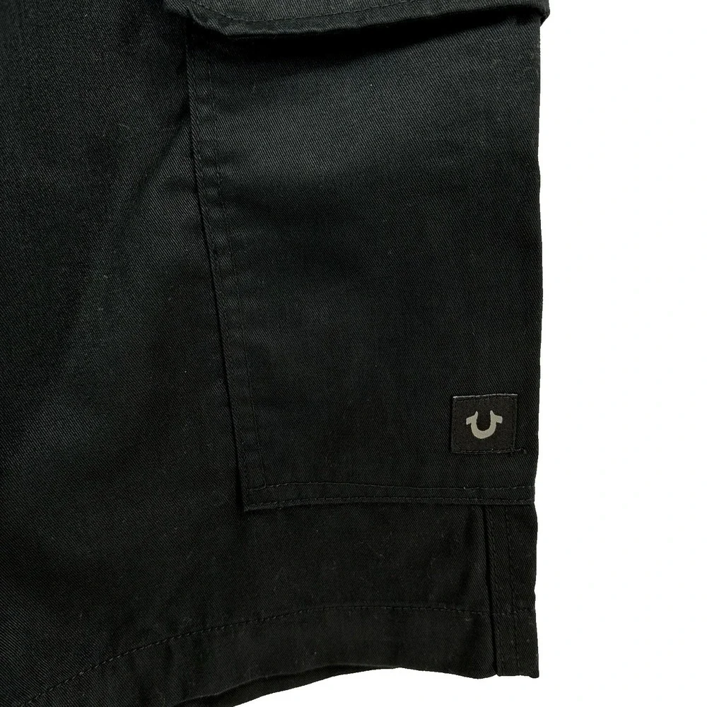True Religion Cargo Shorts Men's Black Hip Hop Streetwear Size 30 NWT Jet Black